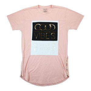 Designer Good Vibes Self Made T-Shirt Size Large by Bleecker‎ & Mercer Pink